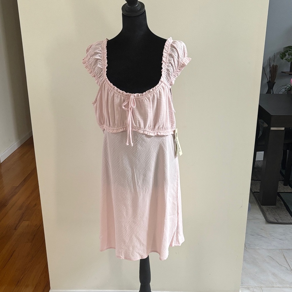 No Boundaries Pale Pink Ruffle-Trim Sundress